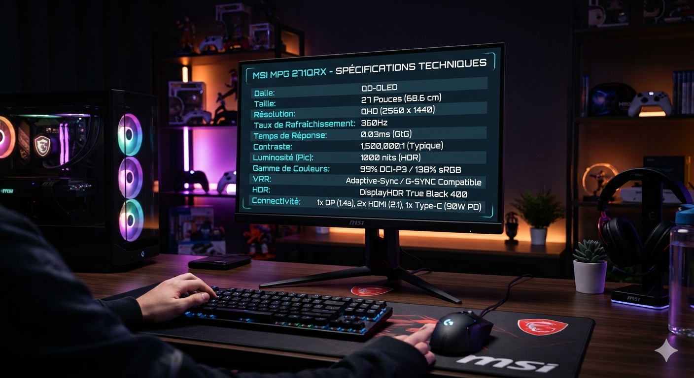 Test MSI MPG 271QRX : le QD-OLED 360Hz à 779€ qui fait tomber les prix