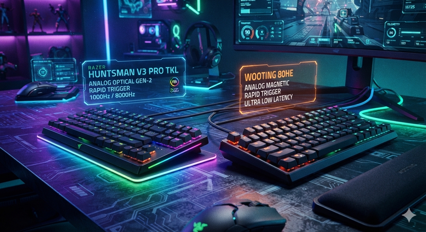Razer Huntsman V3 Pro TKL vs Wooting 80HE : quel clavier magnétique choisir ?