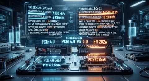 SSD NVMe PCIe 4.0 vs 5.0 en 2026 : lequel acheter avec la pénurie ?